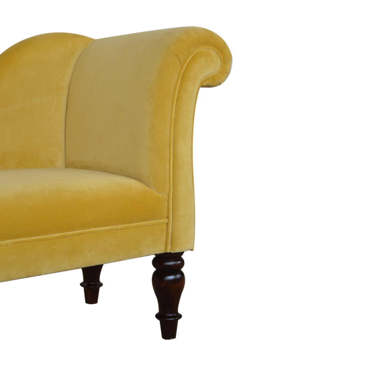 Artisan Mustard Velvet Wooden Chaise