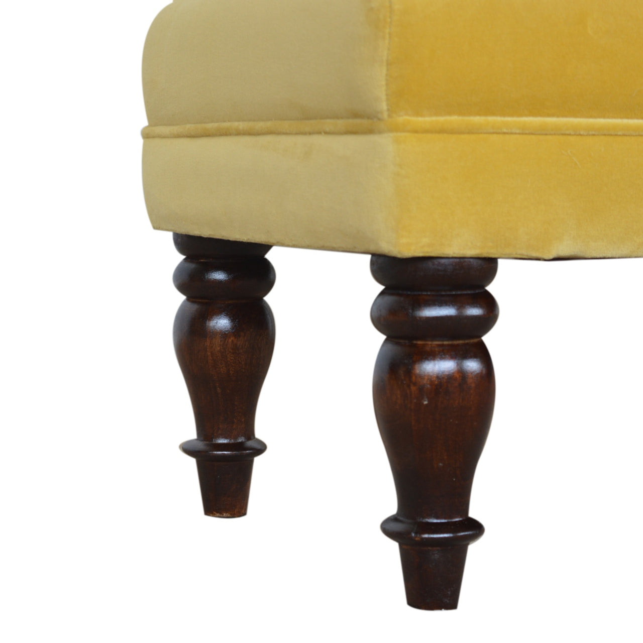 Artisan Mustard Velvet Wooden Chaise