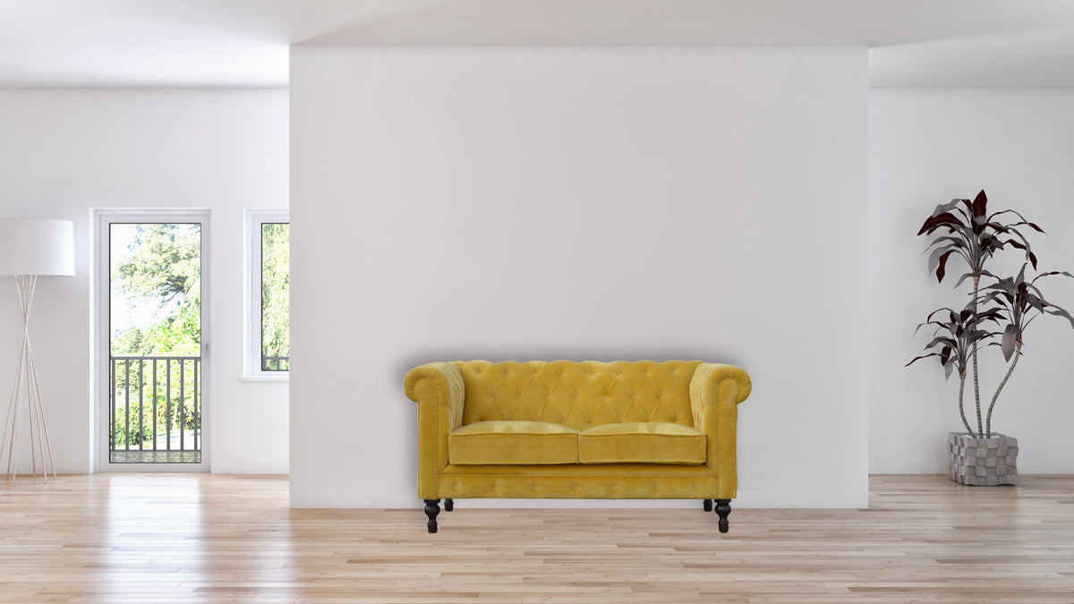 Mustard Velvet Chesterfield Sofa by Artisan Furniture