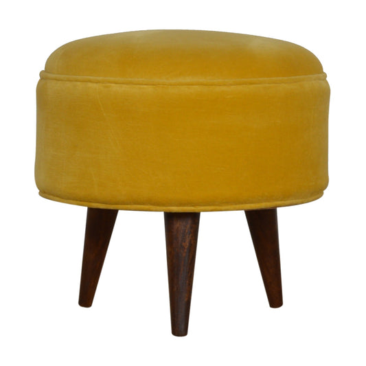 Mustard Velvet Nordic Style Solid Wood Footstool