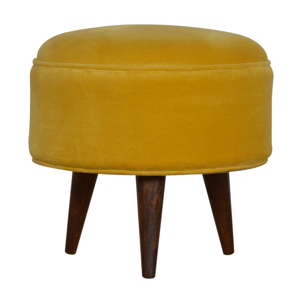 Mustard Velvet Nordic Style Solid Wood Footstool