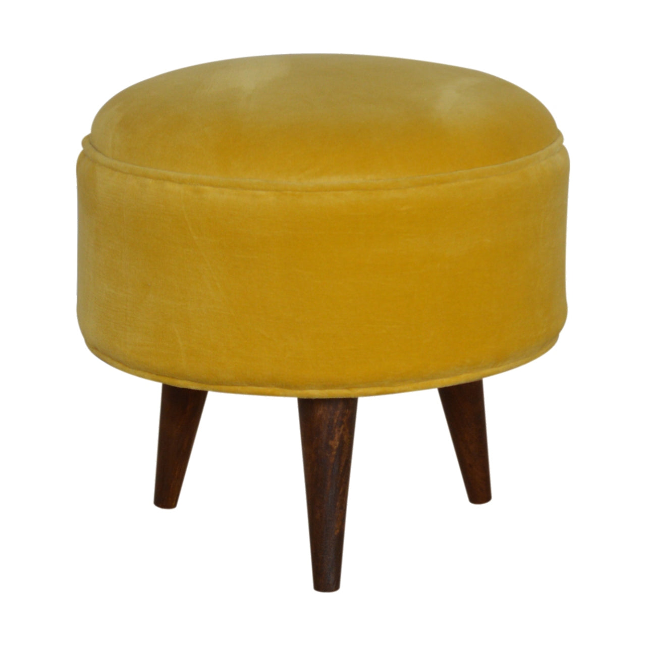 Mustard Velvet Nordic Style Solid Wood Footstool