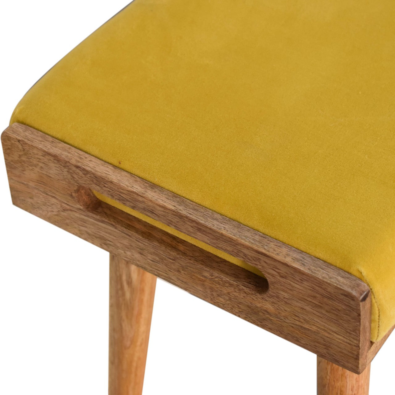 Artisan Mustard Velvet Tray Style Footstool