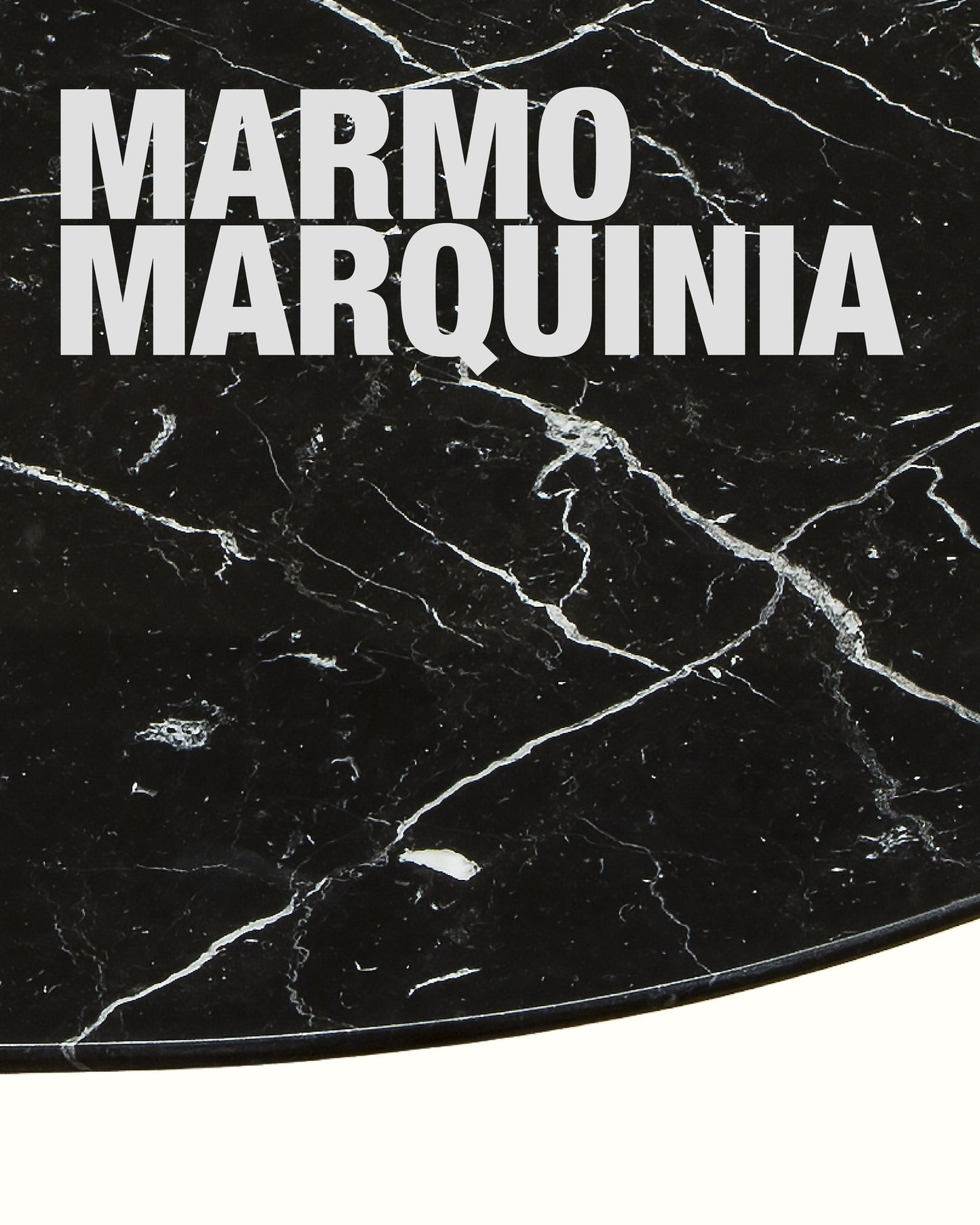 Black marble surface with 'Marmo Marquinia' text