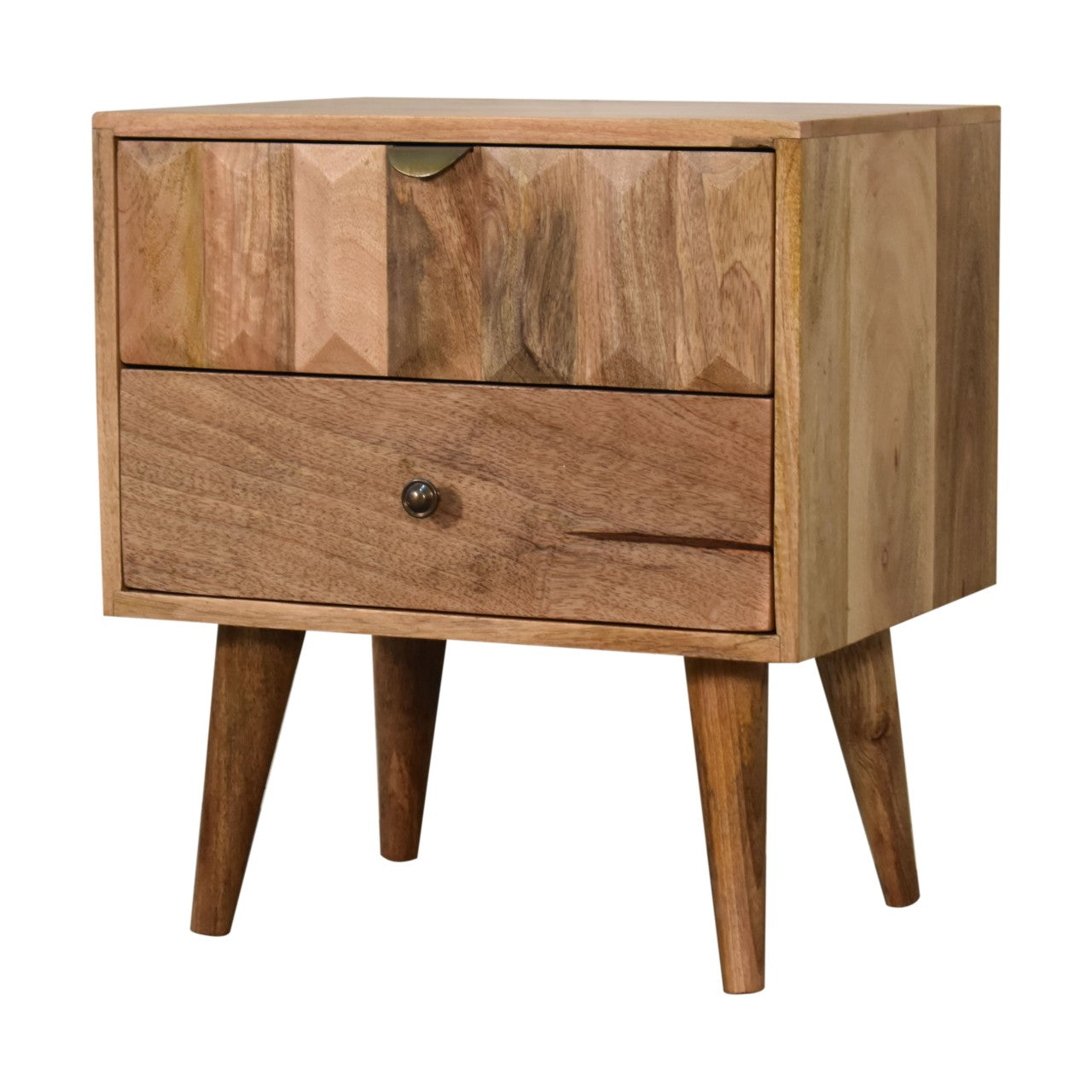 Oak-Ish Prism Solid Wood Bedside