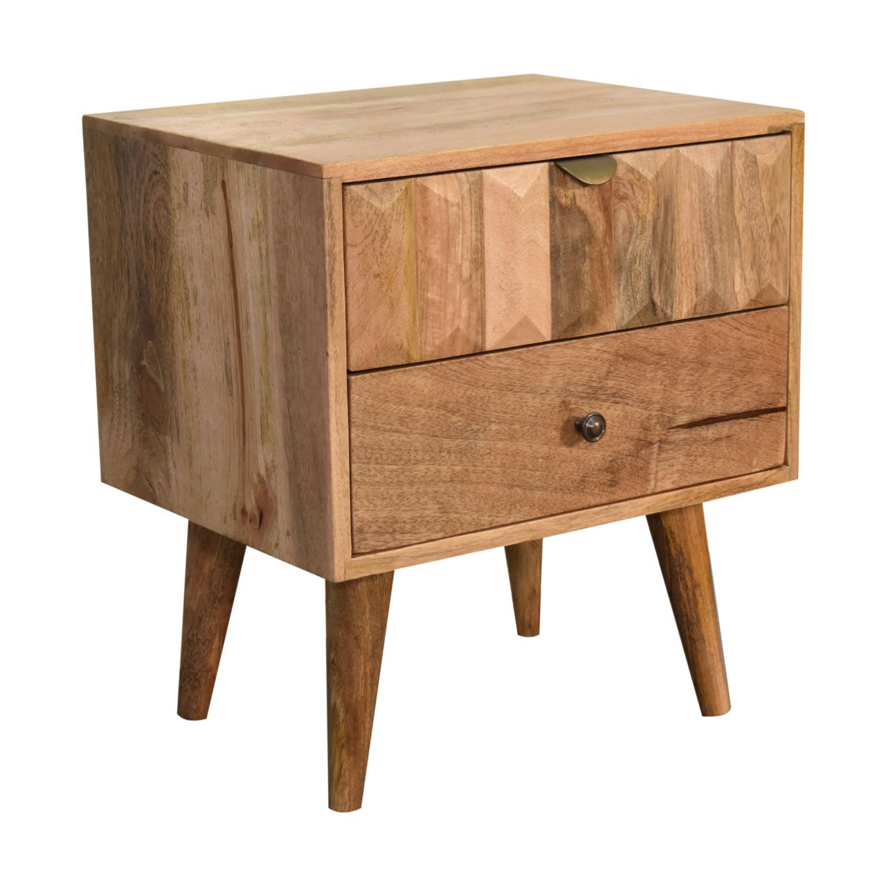 Oak-Ish Prism Solid Wood Bedside