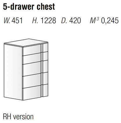 Orme Aries Tallboy – 5-Drawer Modern Italian Chest