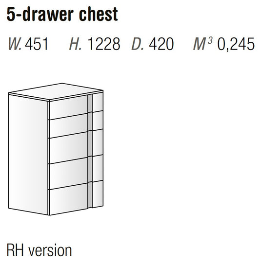 Orme Aries Tallboy – 5-Drawer Modern Italian Chest