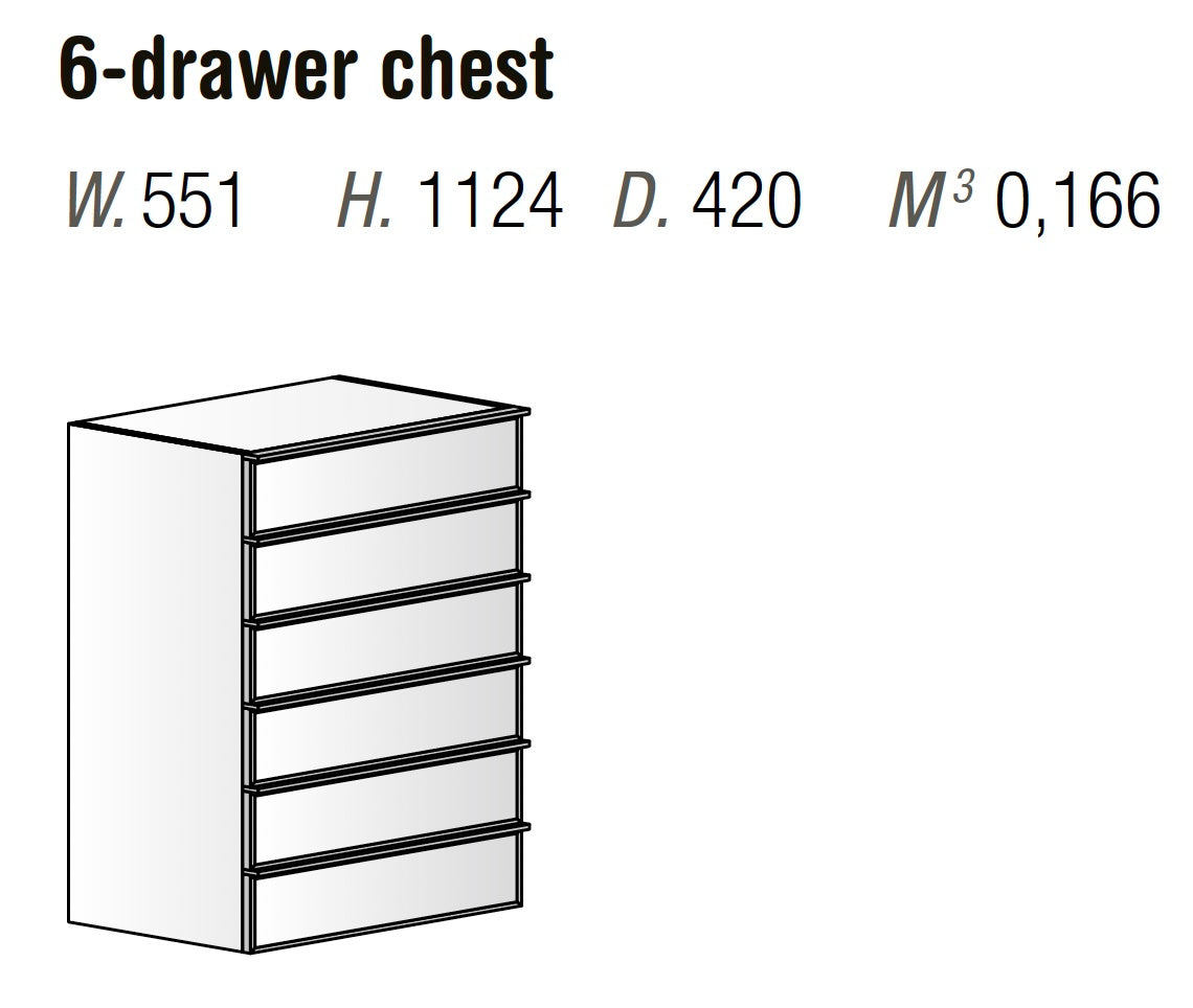 Orme Noto Tall Chest – 6 Drawers