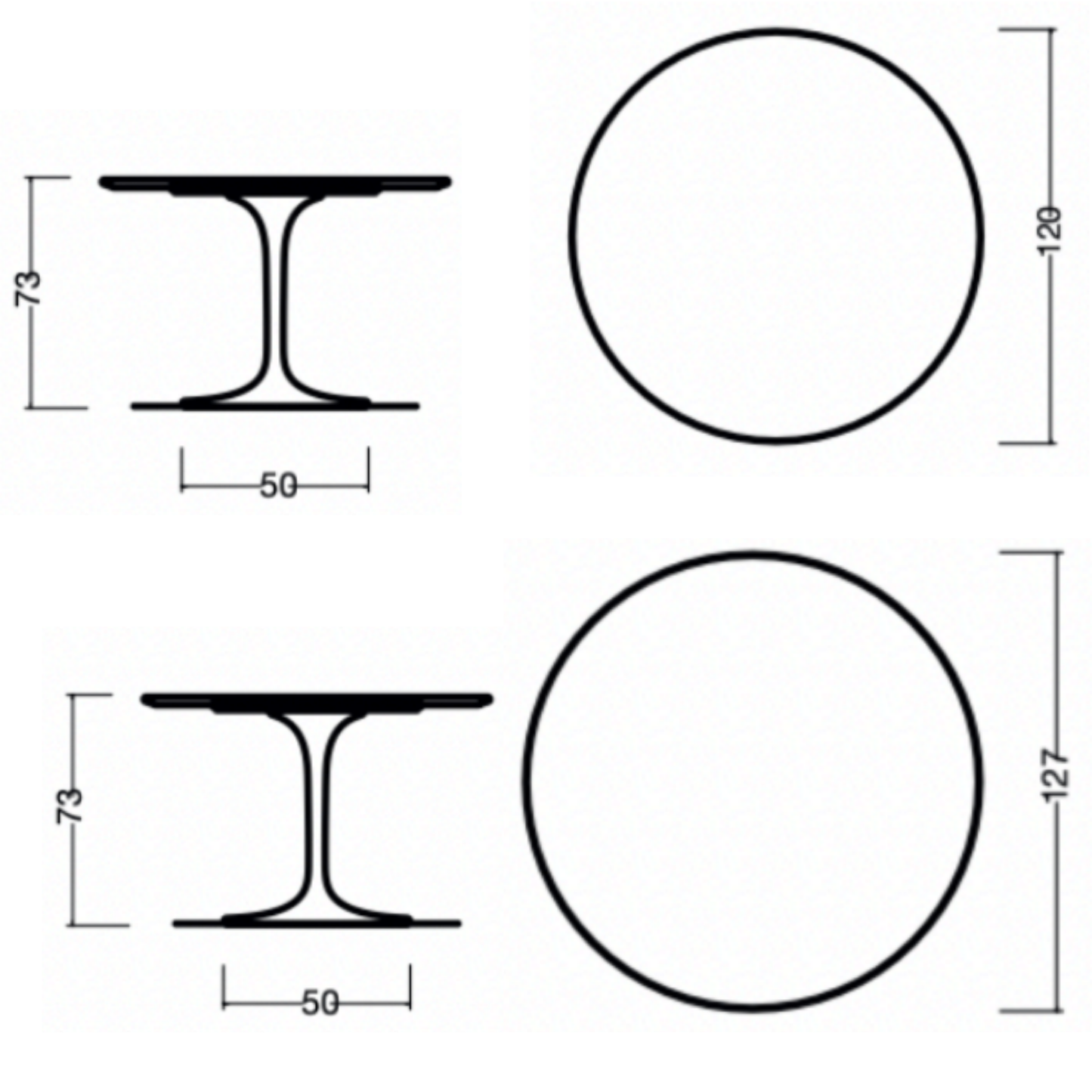 Round Tulip Dining Table 127 cm – Iconic Mid-Century Italian Design