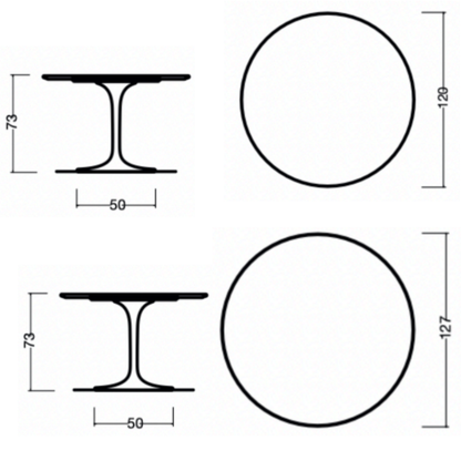 Round Tulip Dining Table 127 cm – Iconic Mid-Century Italian Design