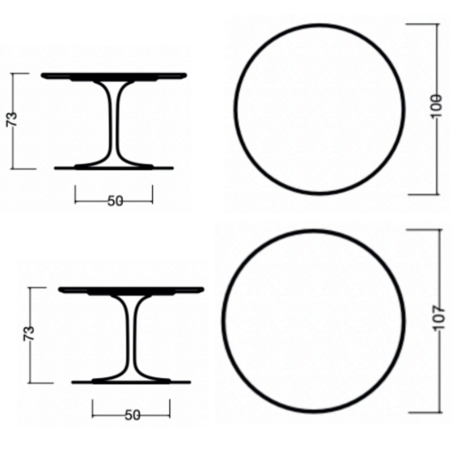 Round Tulip Dining Table 107 cm – Contemporary Italian Pedestal Design