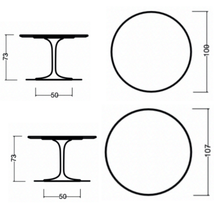 Round Tulip Dining Table 107 cm – Contemporary Italian Pedestal Design