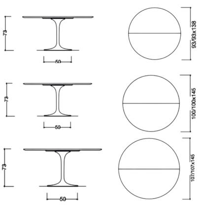 Medium Extendable Round Tulip Dining Table – Saarinen-Inspired Italian Design
