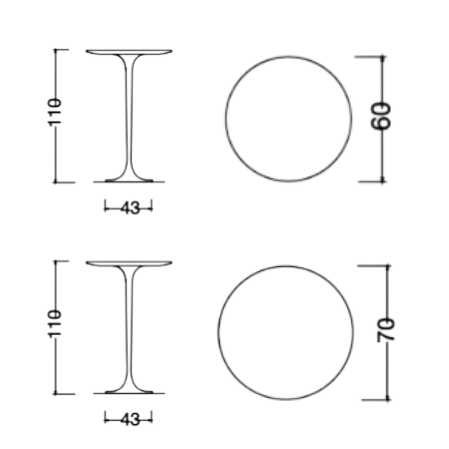 High Round Tulip Bar Table – Saarinen-Inspired, Italian-Made