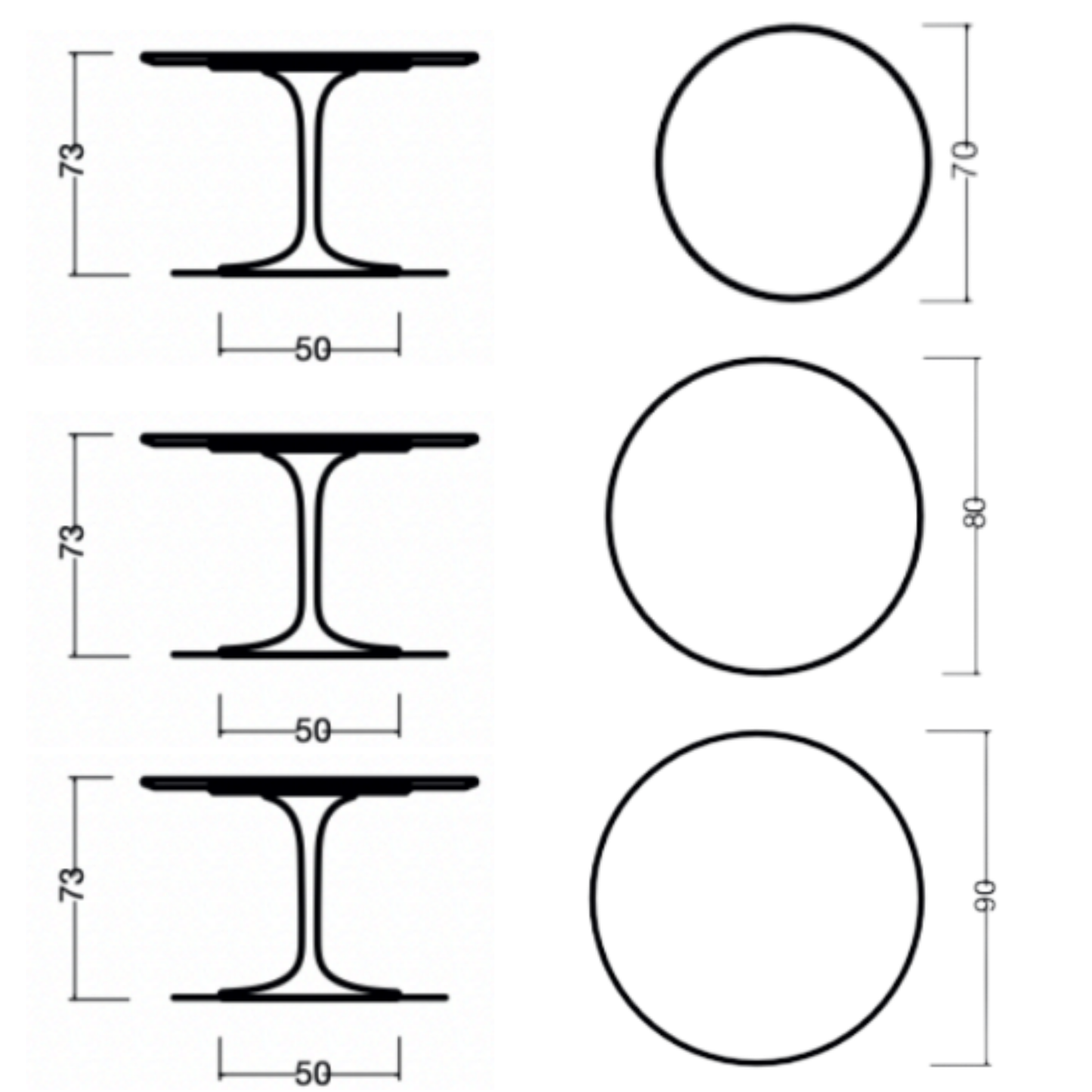 Round Tulip Dining Table 90 cm – Saarinen Style Italian Design