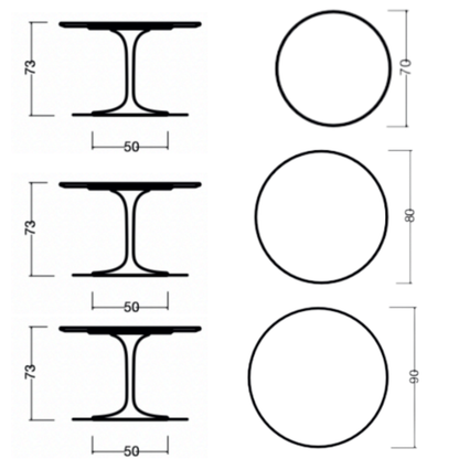 Round Tulip Dining Table 90 cm – Saarinen Style Italian Design