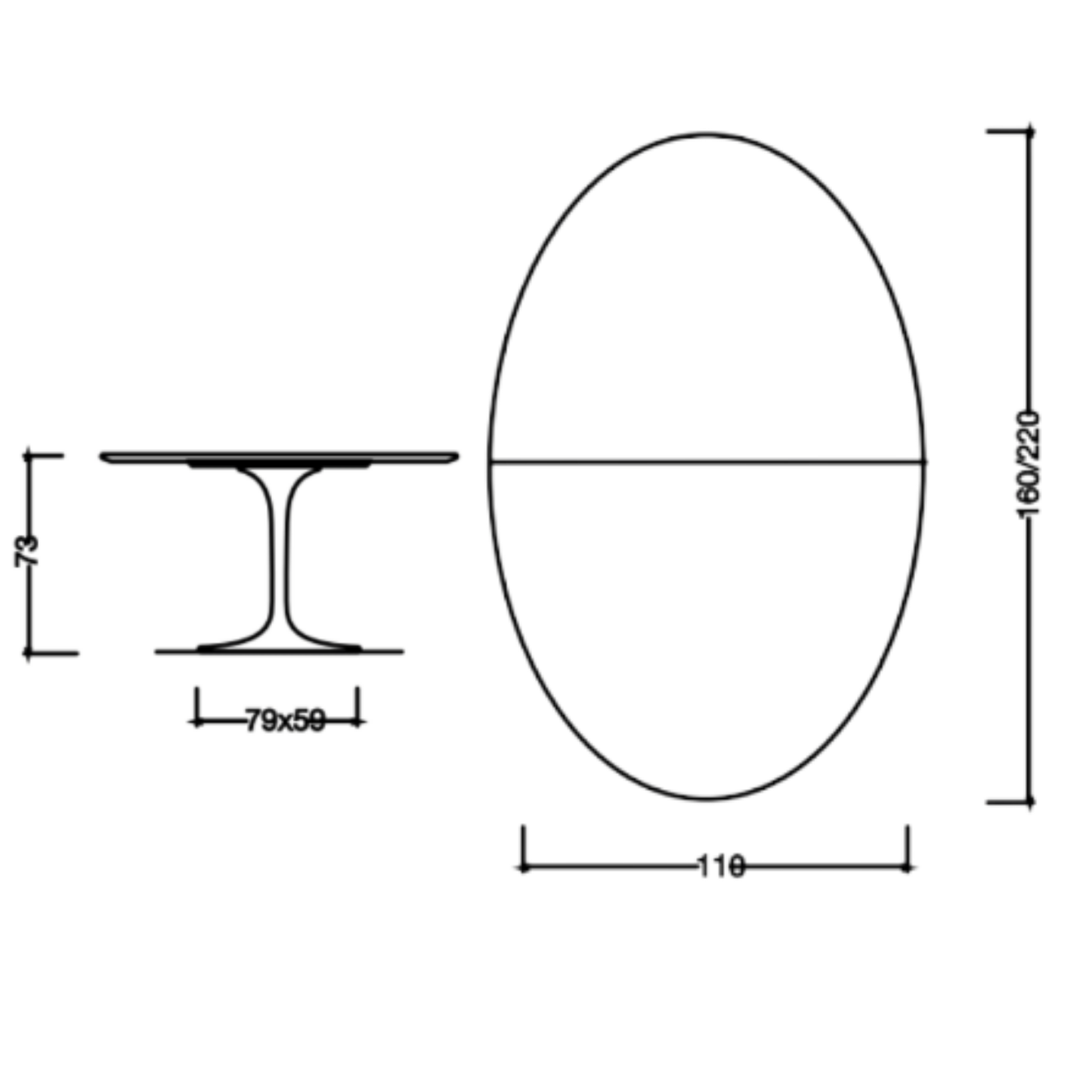Large Extendable Oval Tulip Dining Table – Saarinen-Inspired Italian Design