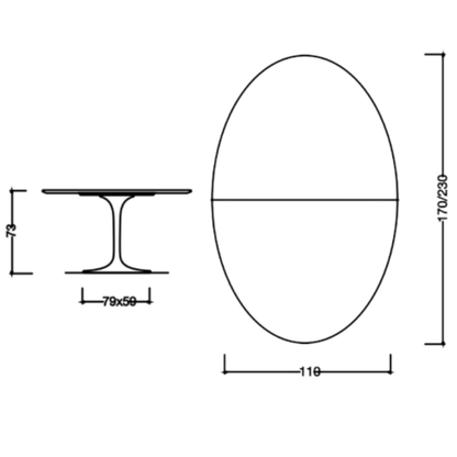 Large Extendable Oval Tulip Dining Table – Saarinen-Inspired Italian Design