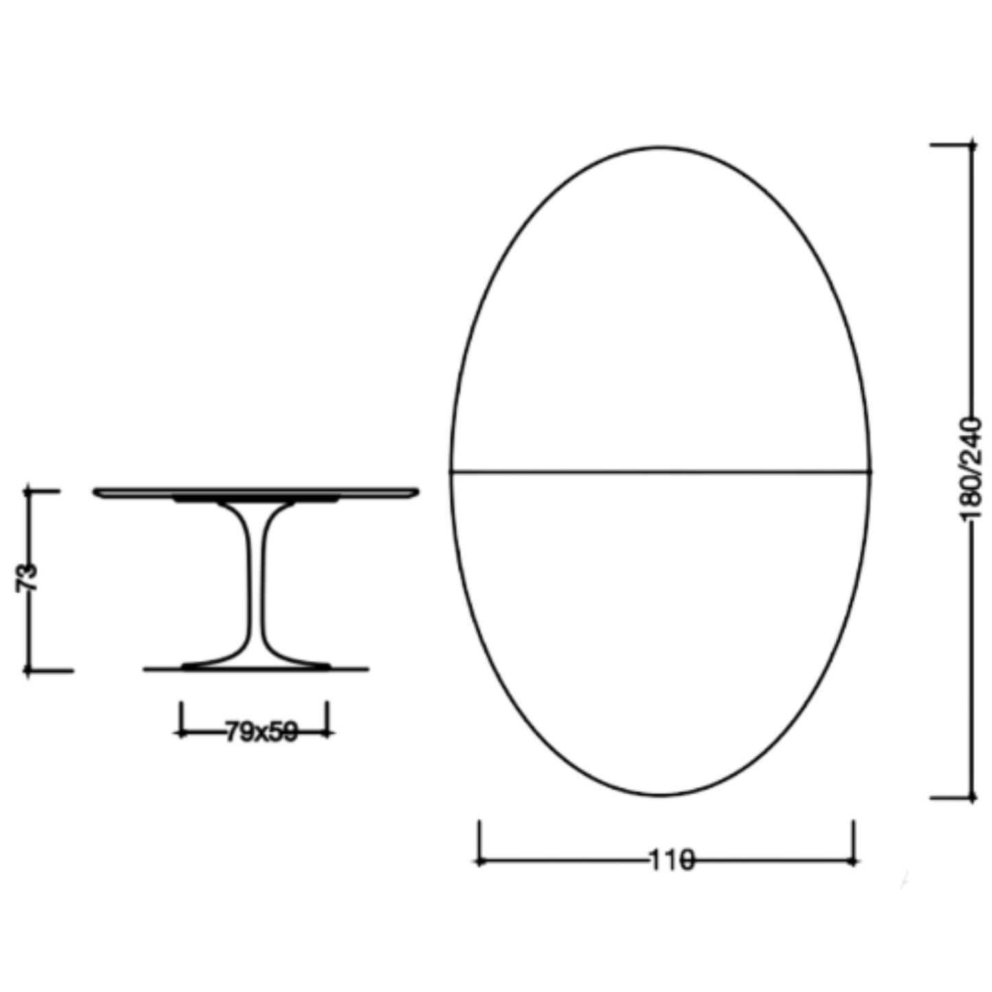 Large Extendable Oval Tulip Dining Table – Saarinen-Inspired Italian Design