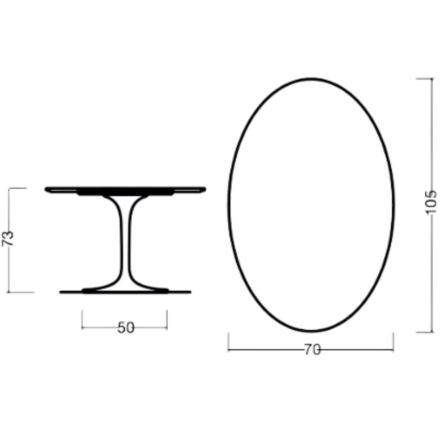 Oval Tulip Dining Table 105–140 cm – Liquid Laminate Top – Italian-Made
