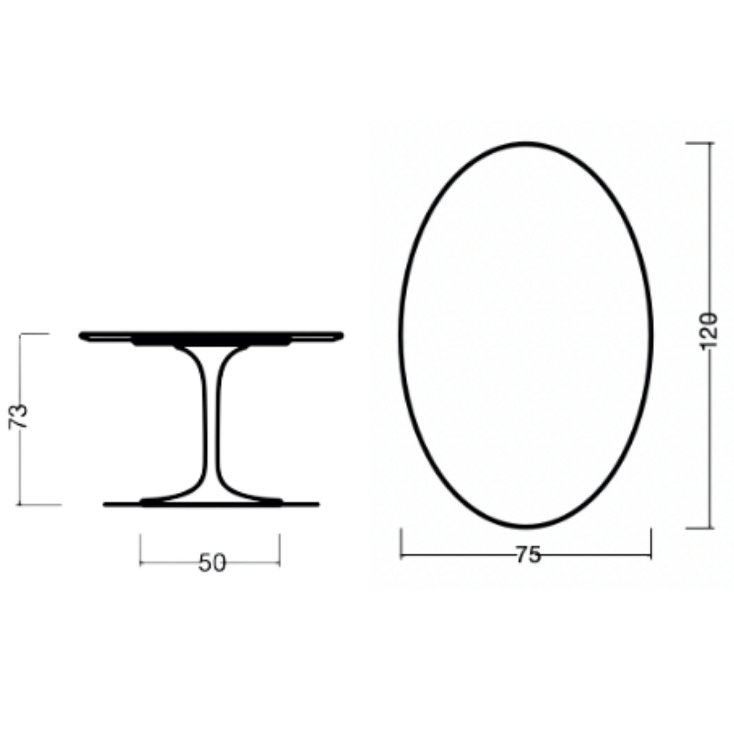 Oval Tulip Dining Table 105–140 cm – Liquid Laminate Top – Italian-Made