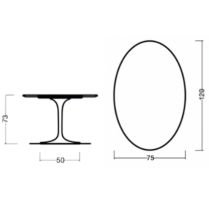 Oval Tulip Dining Table 105–140 cm – Liquid Laminate Top – Italian-Made