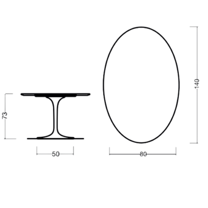 Oval Tulip Dining Table 105–140 cm – Liquid Laminate Top – Italian-Made