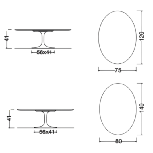Oval Tulip Coffee Table - Liquid Laminate Top - Custom Colour