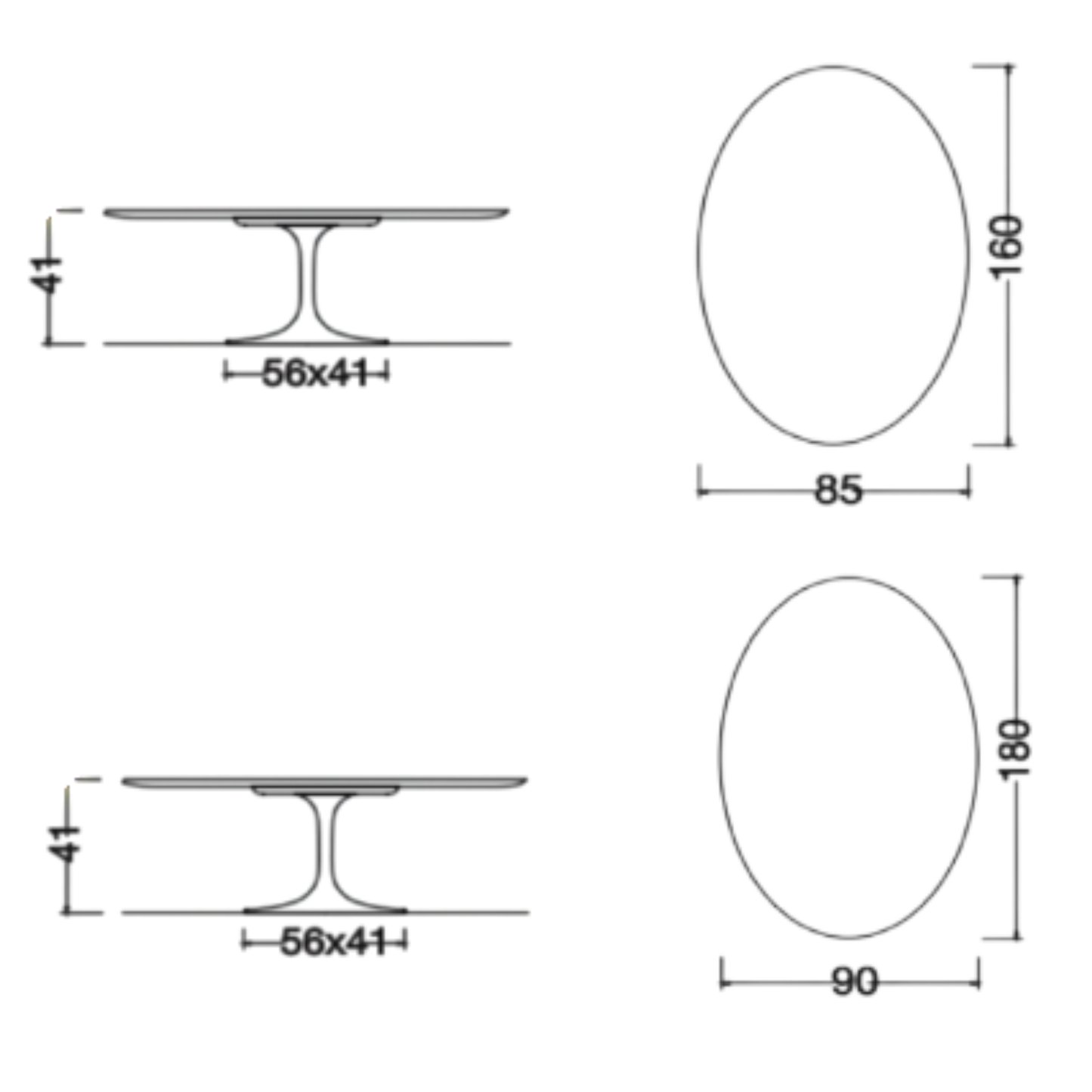 Oval Tulip Coffee Table - Liquid Laminate Top - Custom Colour
