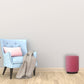 Pink Velvet Footstool with Wooden Base