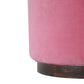 Pink Velvet Footstool with Wooden Base