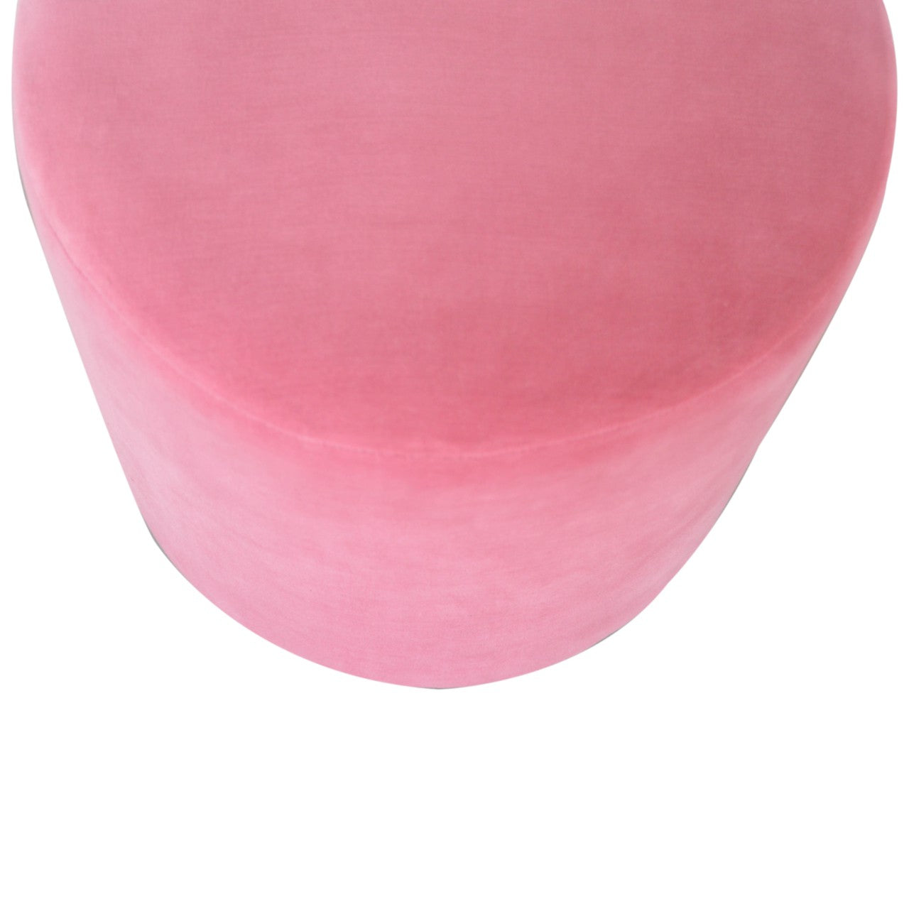 Pink Velvet Footstool with Wooden Base