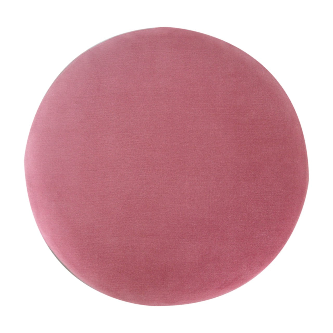 Pink Velvet Footstool with Wooden Base