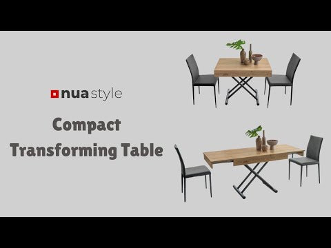 Compact convertible table by Altacom transforming from low coffee table into extendable dining table with gas lift and folding extensions