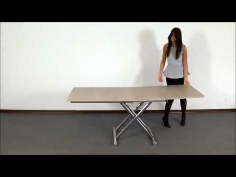 Altacom Gingillo convertible coffee table transforming into extendable dining table with gas lift mechanism and folding top demonstration
