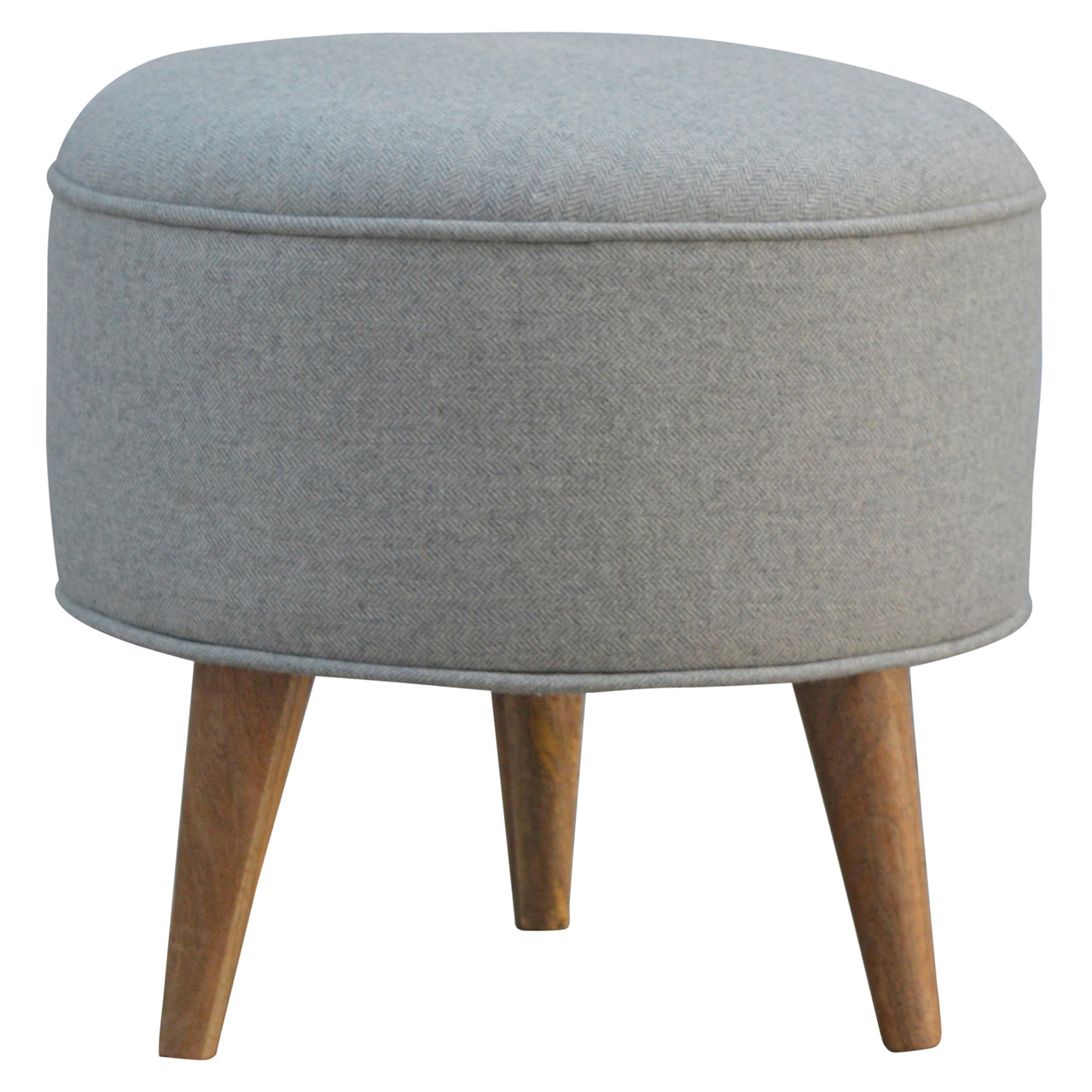 Round Grey Tweed Footstool by Artisan Furniture