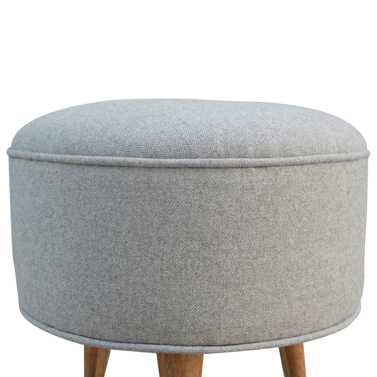 Round Grey Tweed Footstool by Artisan Furniture