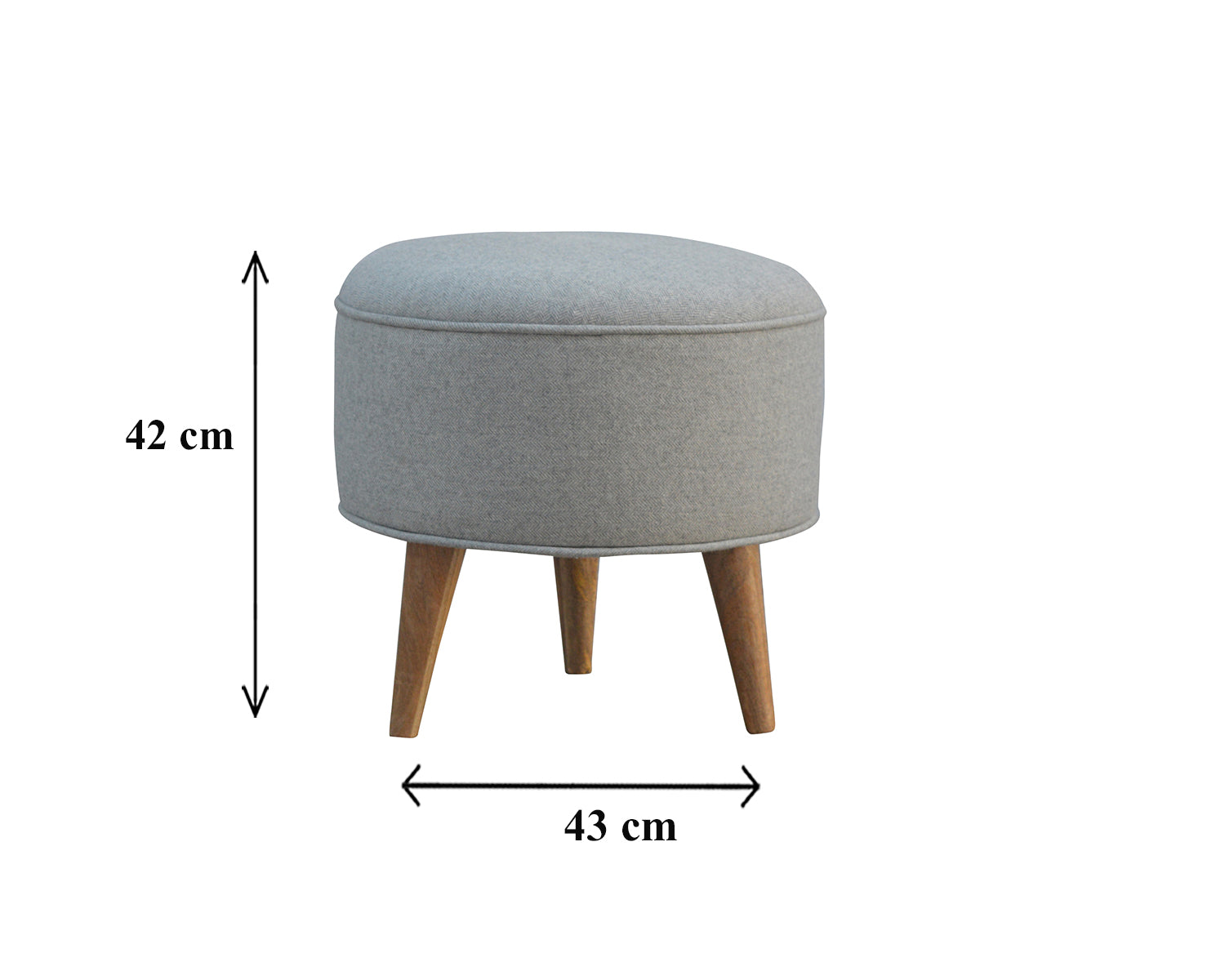 Round Grey Tweed Footstool by Artisan Furniture