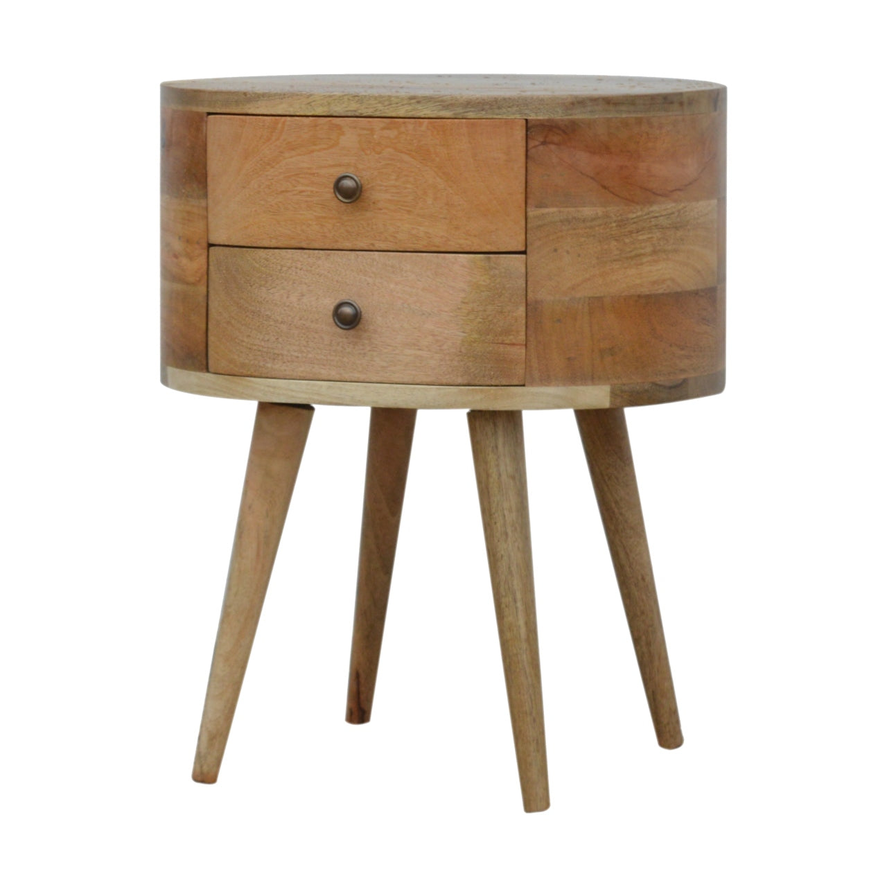 2 Drawer Rounded Solid Wood Bedside