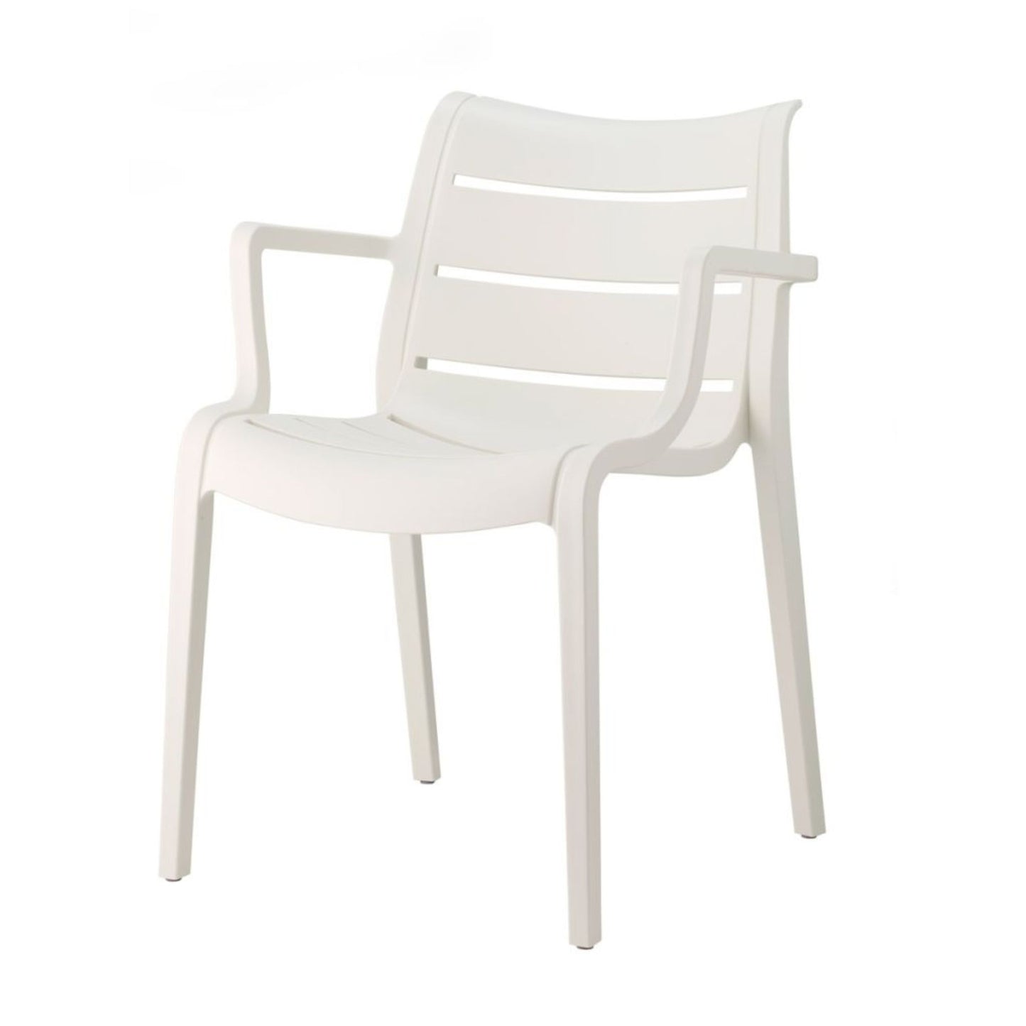 SCAB Sunset armchair in linen white with integrated armrests and slatted backrest for indoor and outdoor use.