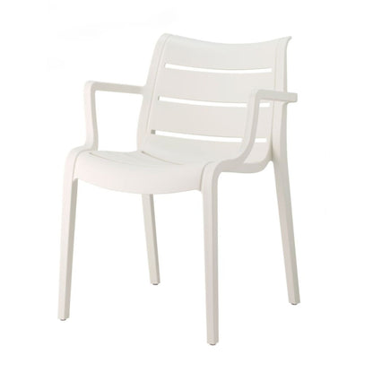 SCAB Sunset armchair in linen white with integrated armrests and slatted backrest for indoor and outdoor use.