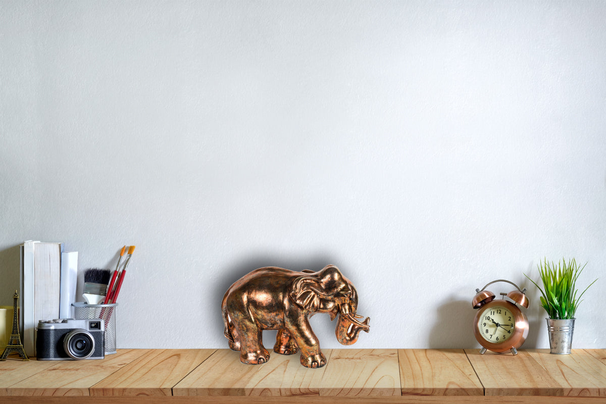 Small Copper Brushed Elephant Artisan Figurine