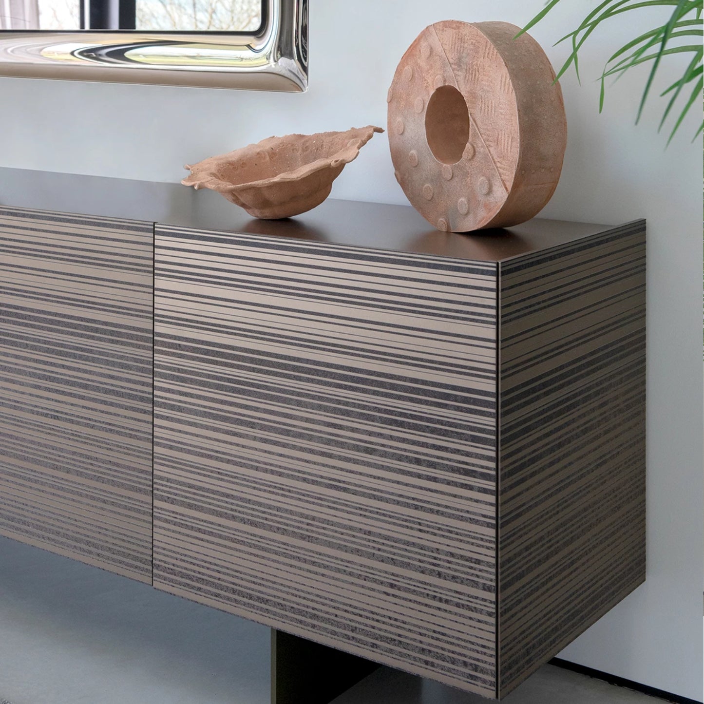 Stripes Bronze Textured Sideboard with Striking Graphic Design