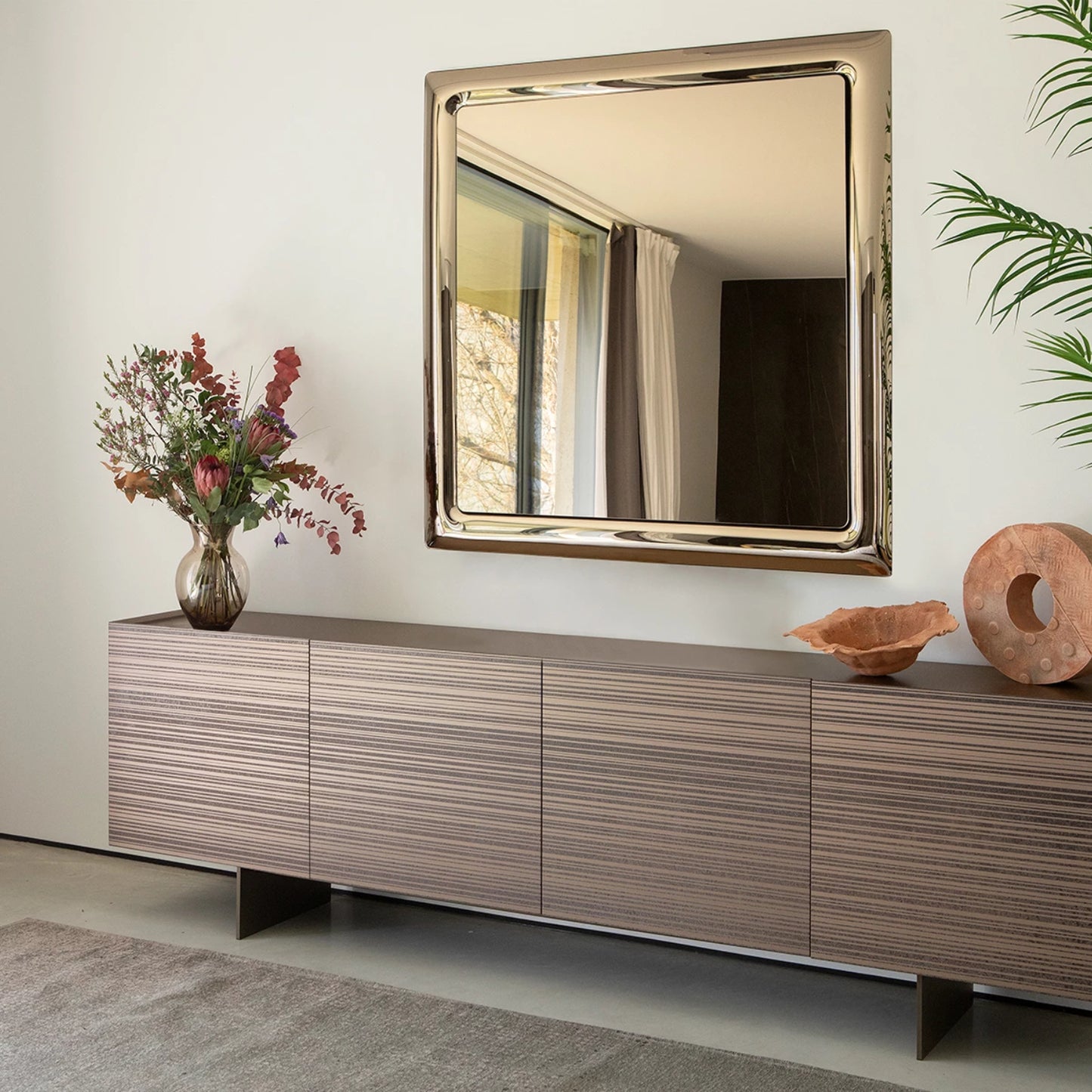 Stripes Bronze Textured Sideboard with Striking Graphic Design