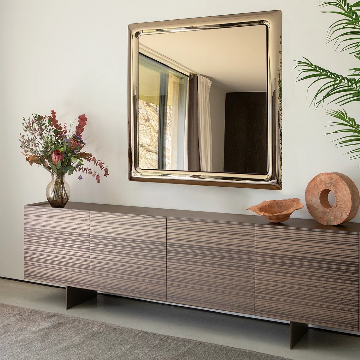 Stripes Bronze Textured Sideboard with Striking Graphic Design