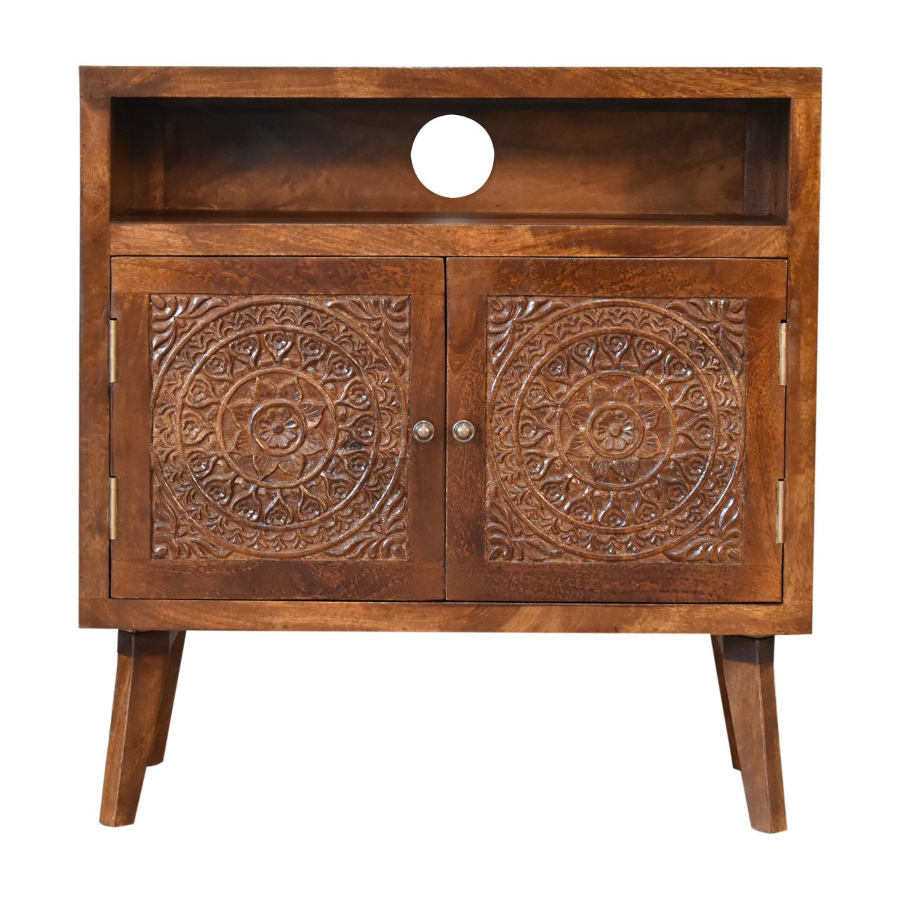 Tova Open Shelf Solid Wood Cabinet