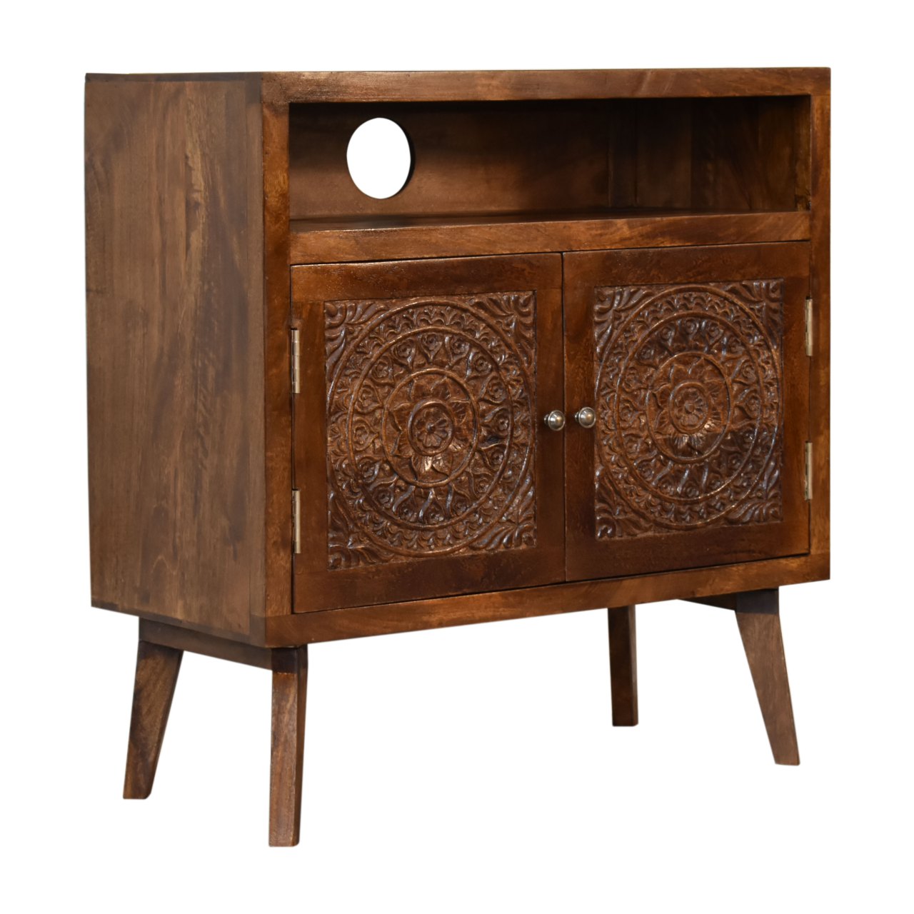 Tova Open Shelf Solid Wood Cabinet