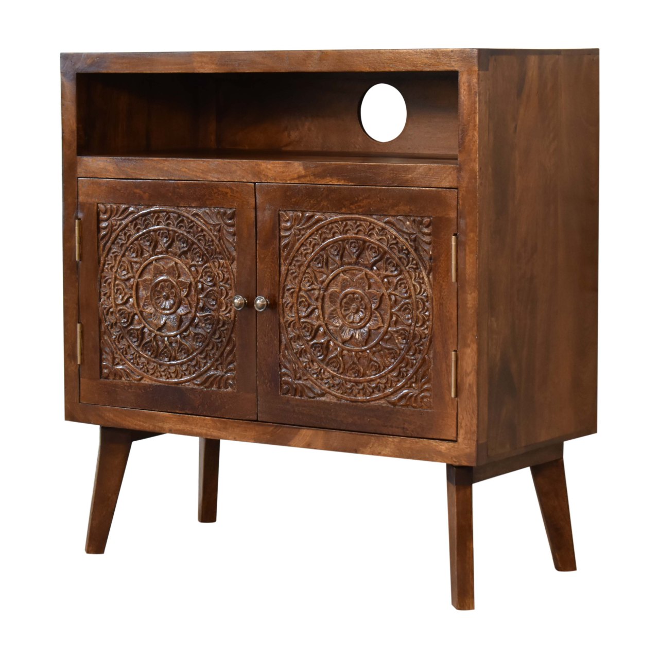 Tova Open Shelf Solid Wood Cabinet