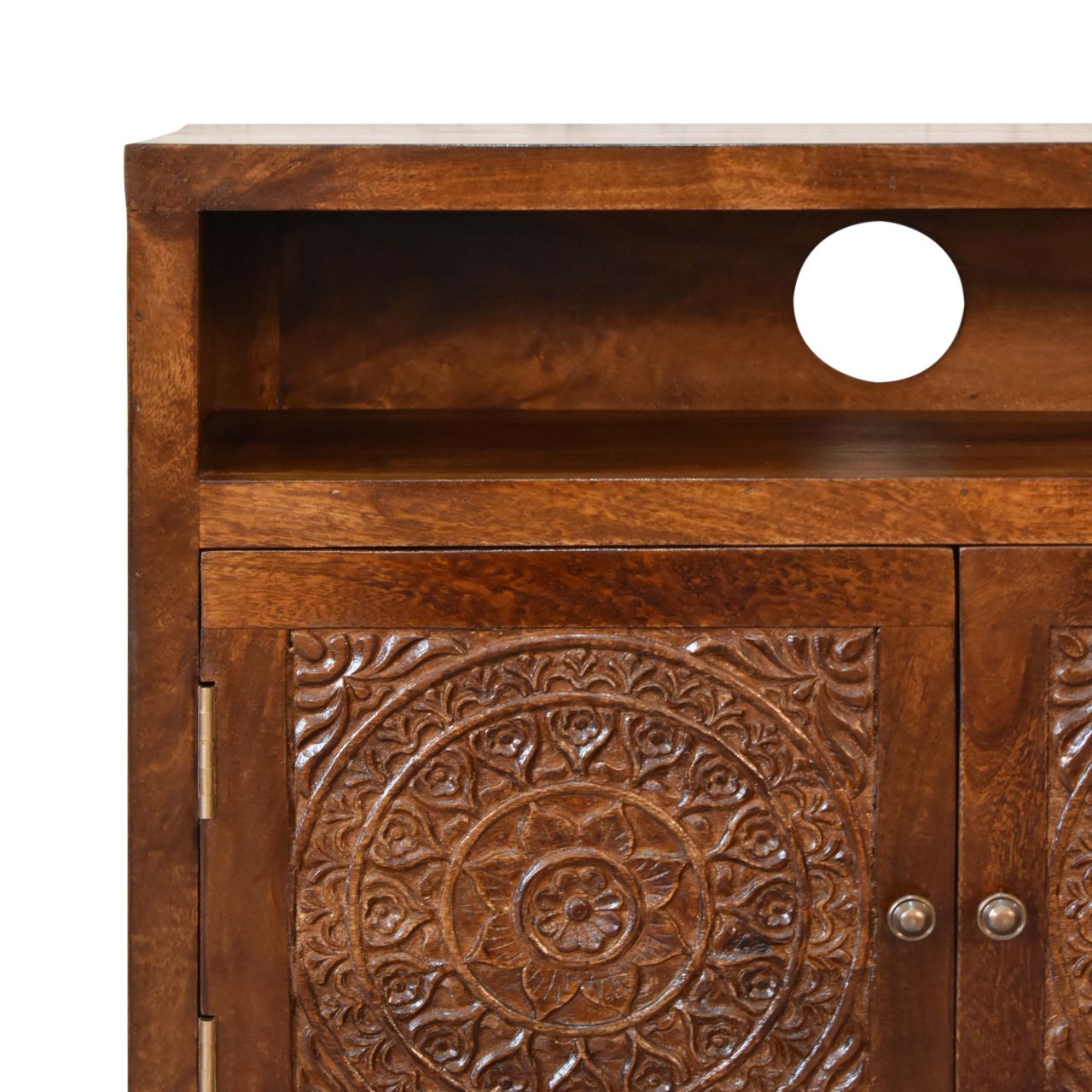 Tova Open Shelf Solid Wood Cabinet